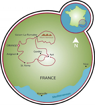 Provence Road Bike Tour Map