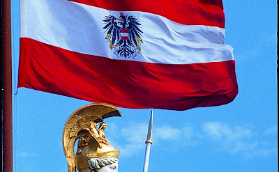 Austrian Flag in Vienna, Austria. Photo via Austrian National Tourist Office