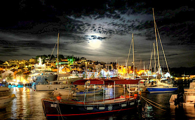 Moonrise over Hvar Island Harbor, Dalmatia, Croatia. Photo via Flickr:Min Zhou