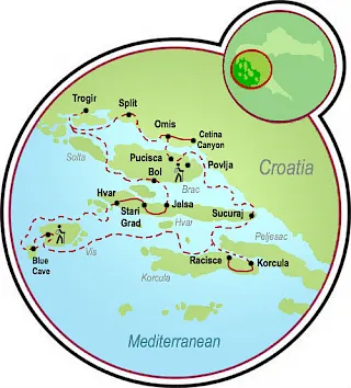 Multi-Adventure Tour from Trogir Map