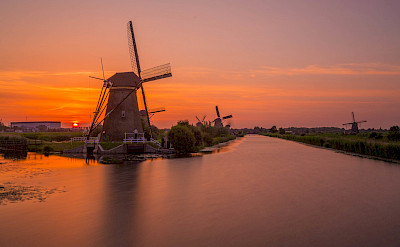 Sunset in Kinderdijk, South Holland, the Netherlands. Flickr:Jiuguang Wang