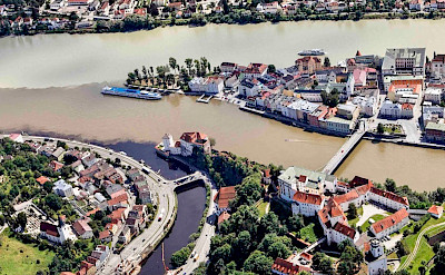 Passau is "the 3 river city" in Germany. Flickr:robroodselaar