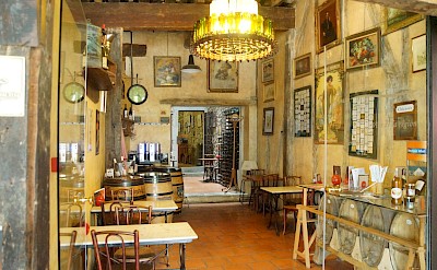 Medieval cafe in Mirepoix, in the Pyrenees in France. Flickr:Deborah