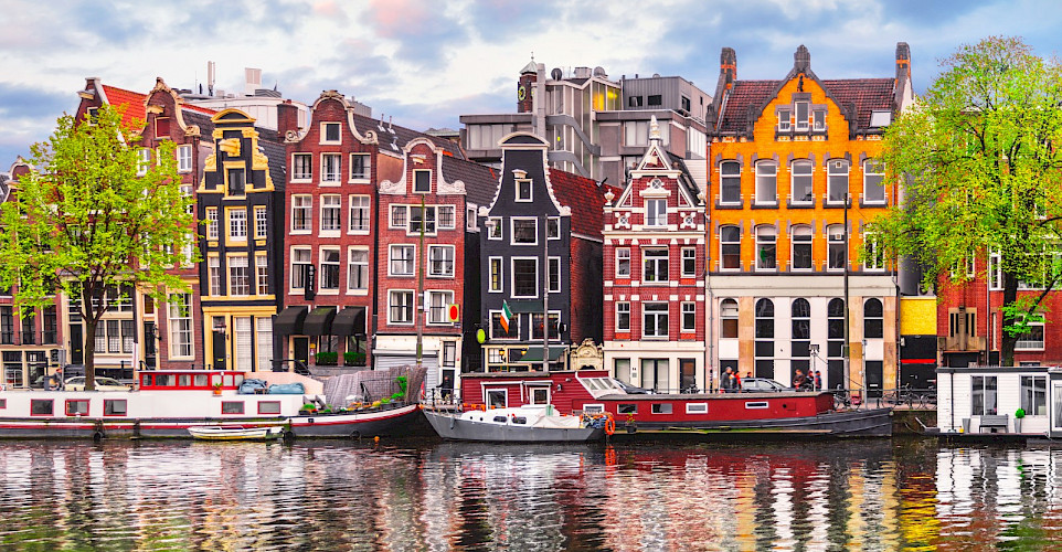 Colorful row houses in Amsterdam