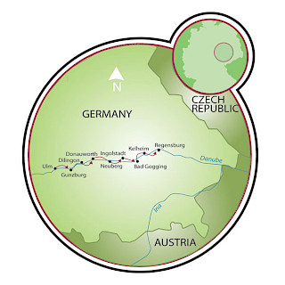 Danube Bike Path - Ulm to Passau Map
