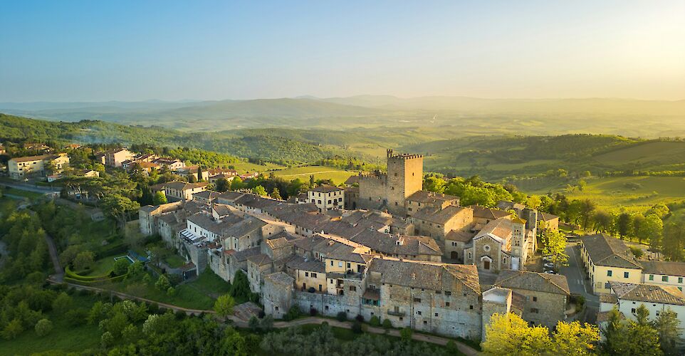 Aerial view of a historic stone village in Umbria, Italy. Unsplash@Getty Images