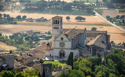 Elevated view of the Basilica of Saint Francis of Assisi in Umbria. Unsplash@Achim Ruhnau