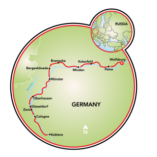 Wolfsburg to Koblenz Map