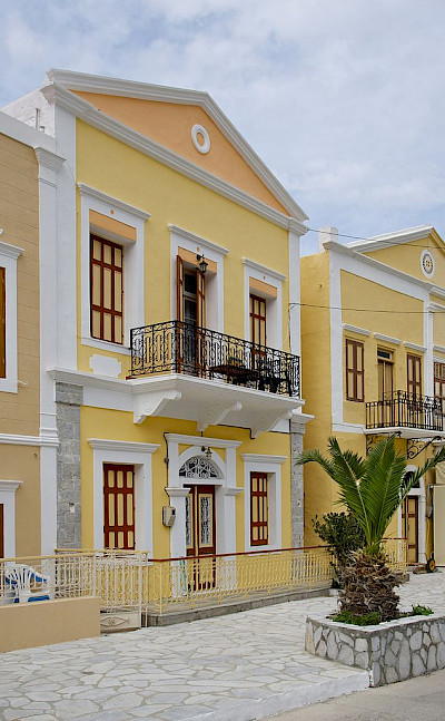 Colorful houses on Symi Island in Greece. CC:Jebulon