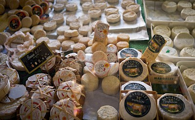 Cheese for sale in Les Baux de Provence, France. Flickr:x1klima