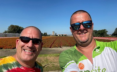 TripSite's Jan & his friend Jeremy biking Amsterdam to Bruges Bike & Boat Tour.
