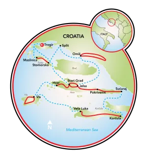 Southern Dalmatia E-Bike and Boat Map