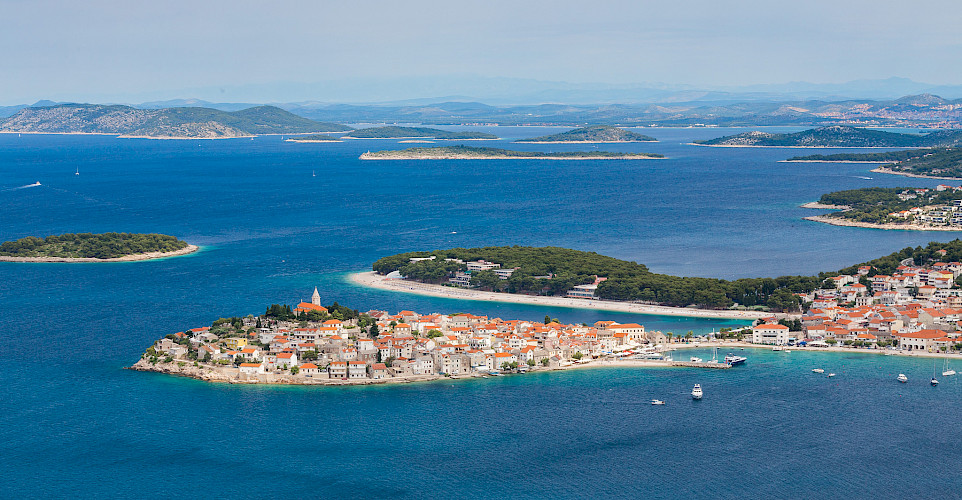 Overlooking Primošten along the Dalmatian Coast in Croatia. Flickr:Hotel Zora Primosten