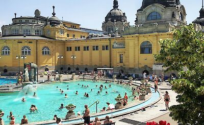 People bathing in Budapest's thermal baths, Hungary. Unsplash@Victor Malyushev