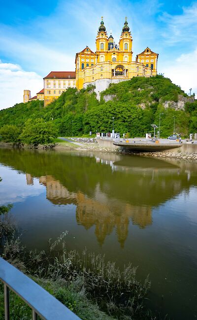 Reflection of Melk Abbey in the river, Austria. Unsplash@Scorn Pion