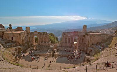 The famous Greco-Roman Theatre in Taormina, Sicily, Italy. CC:Berthold Werner