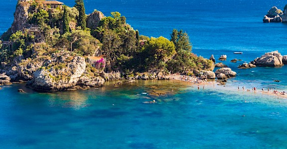 Isola Bella, a small island near Taormina, Sicily, Italy. CC:Solomonn Levi