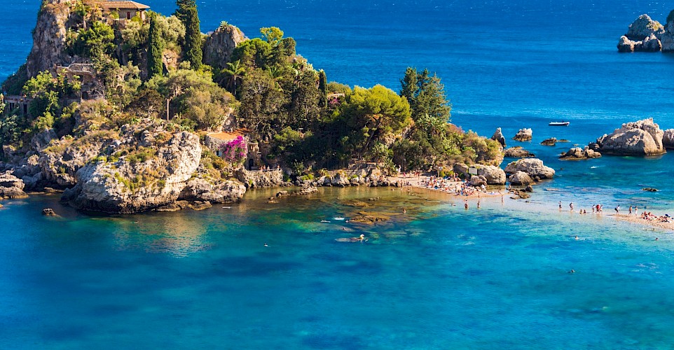 Isola Bella, a small island near Taormina, Sicily, Italy. CC:Solomonn Levi