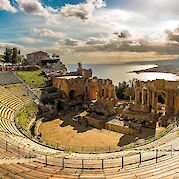 The Aeolian Islands of Sicily E-Bike & Boat - Greco-Roman Theatre in Taormina, Sicily, Italy. CC:Solomonn Levi