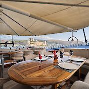 Foredeck lounge & dining space | Admiral | Bike & Boat Tour