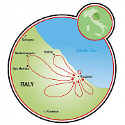 Riccione - Pueblos y Castillos Mapa
