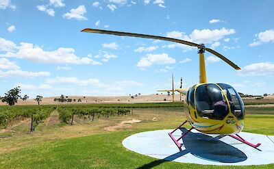 Helicopter on its launch pad, Barossa Valley, South Australia, Australia. CC:Barossa Helicopters