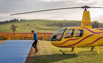 Leaving the helicopter, Barossa Valley, Australia. CC:Barossa Helicopters