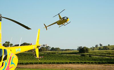 Taking off, Barossa Valley, Australia. CC:Barossa Helicopters