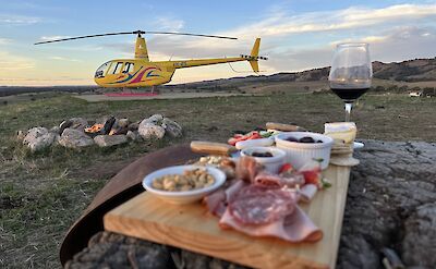Picnic in front of the helicopter, Barossa Valley, Australia. CC:Barossa Helicopters