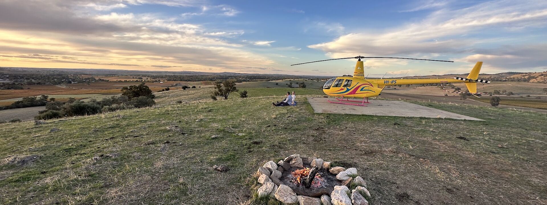Picnic on top of the hill, Barossa Valley, Australia. CC:Barossa Helicopters