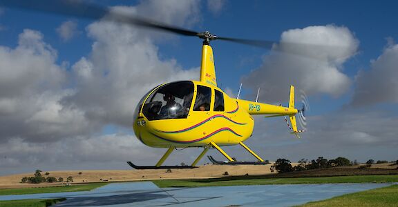 Lifting off, Barossa Valley, Australia. CC:Barossa Helicopters