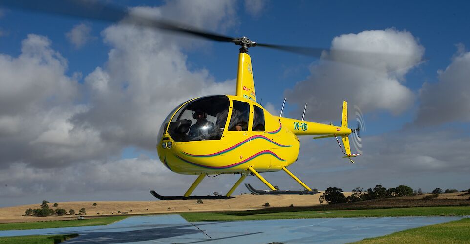 Lifting off, Barossa Valley, Australia. CC:Barossa Helicopters