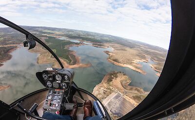 Flying over reservoirs, Barossa Valley, Australia. CC:Barossa Helicopters