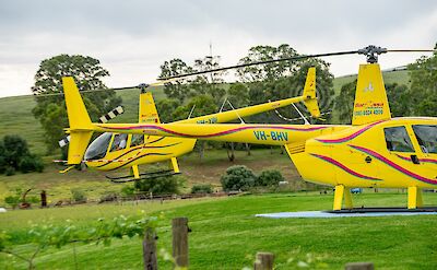 Helicopters ready to lift off, Barossa Valley, Australia. CC:Barossa Helicopters