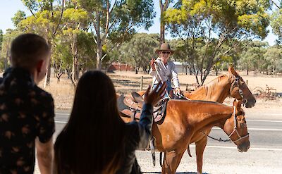 Meeting the horses at the Wheatsheaf Hotel, Barossa Valley, Australia. CC:Barossa Helicopters