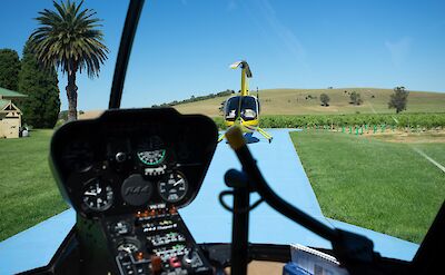 Helicopters waiting for lift off, Barossa Valley, Australia. CC:Barossa Helicopters