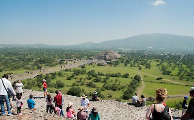 Resting on the steps, appreciating the greenery of Teotihuacan, Mexico. Carlos Felipe Pardo@Flickr