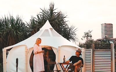 Couple in Lotus Belle tent, Darwin, Australia. CC:Top End Safari Camp