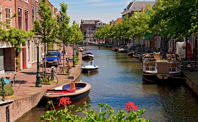 Canal boats in Leiden, the Netherlands. Photo via Flickr:Tambako the Jaguar