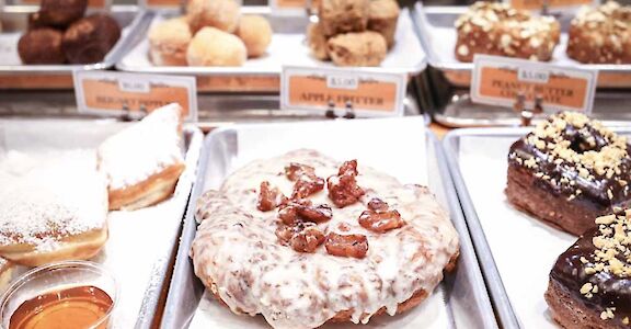Donuts on display in Portland, Oregon, USA. CC: Lost Plate
