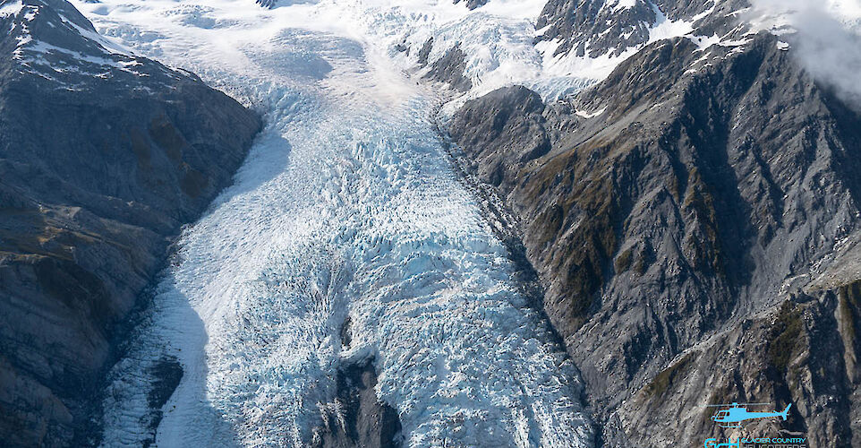Full glory of the Franz Josef Glacier, Franz Josef, New Zealand.