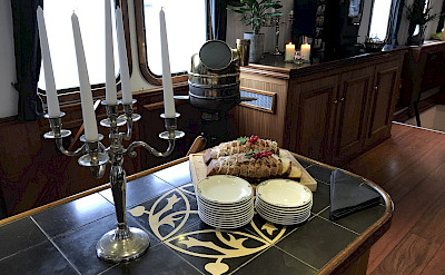 Dining room aboard the The Princesse Royal (Formerly the Magnifique) | Bike & Boat Tours