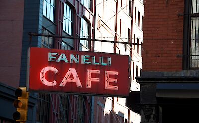 Cafe sign in Nolita, New York, USA. Flickr: Clemcal