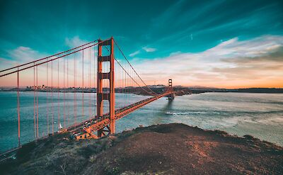 Golden Gate Bridge at sunset, San Francisco. Unsplash: Joseph Barrientos