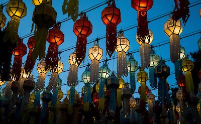 Lanterns at night in Chiang Mai, Thailand. Unsplash: Rob King