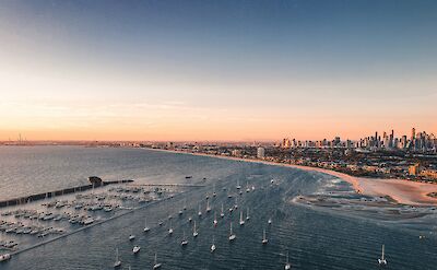 View of Melbourne waters from above, Melbourne, Australia. Unsplash: David billings
