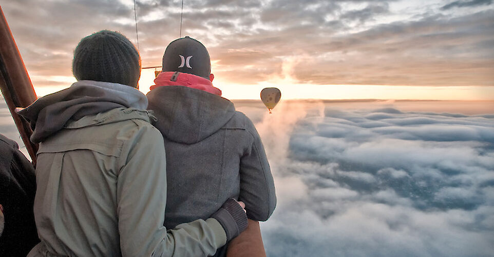 Gazing out over the clouds, Avon Valley, Austarlia. CC: Liberty Balloon Flights