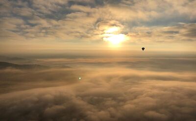 Balloon above the clouds, Geelong, Australia. CC: Liberty Balloon Flights