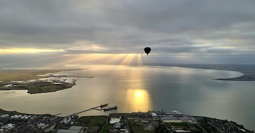 View from above, Sunrise over Geelong, Australia. CC: Liberty Balloon Flights