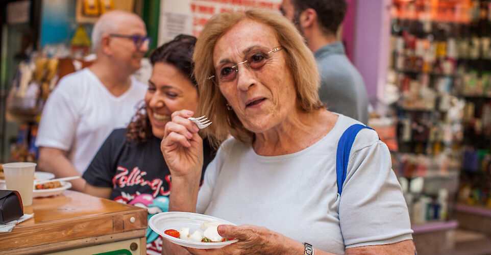 Sampling salads in Naples, Italy. CC: Eating Europe